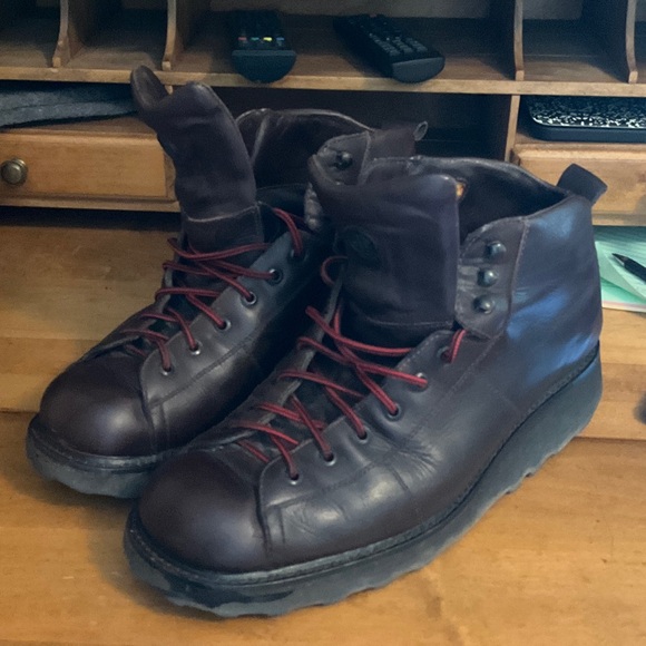 Cole Haan Dark Brown Leather Boots with Red Laces